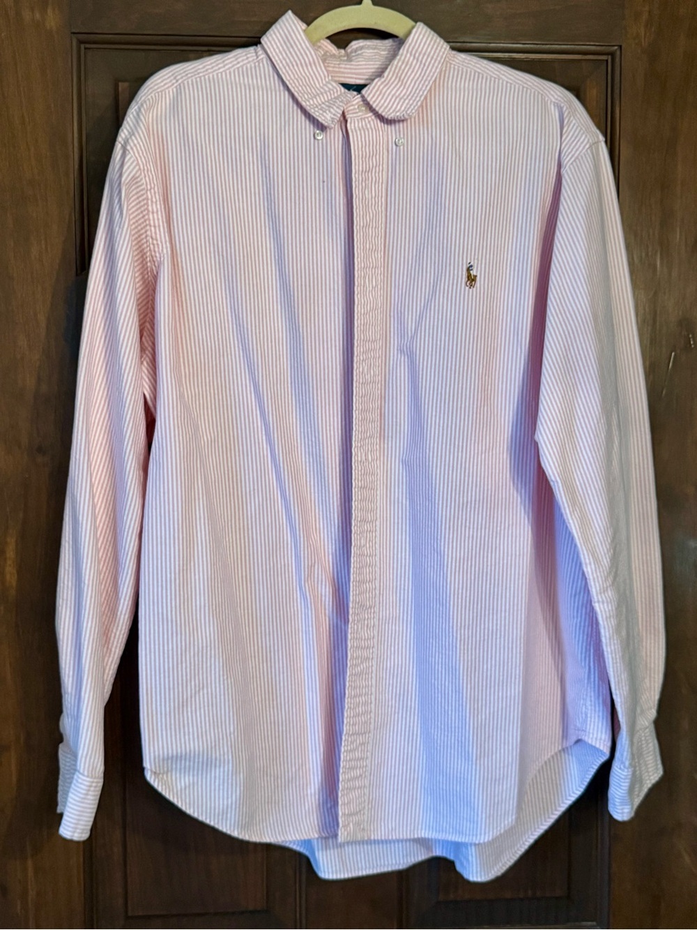 Polo by Ralph Lauren Pink and White Striped Button-Down 👔